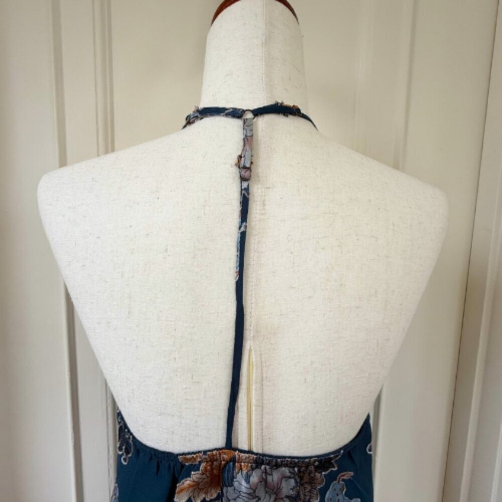 NINE BRITTON Floral Velvet Burnout Blue Cami Tank Size S - Picture 5 of 9